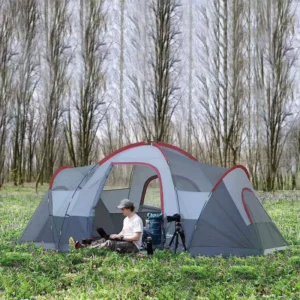 Large Tunnel Camping Tent Double layer Oxford Waterproof 2 Bedrooms 1 Hall for 2 3 People
