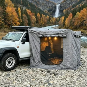 Led Light 270 Degree Car Awning with Annex Room Waterproof Enclosed Tent for Overlanding Camping