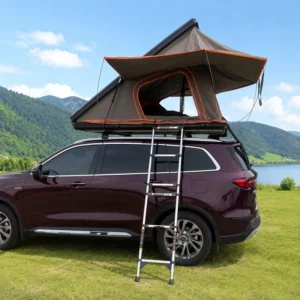 Quick Open Camping Hardshell Roof Tent Side Awning 3 Person with Shoe Bag Storage for 4×4 SUV