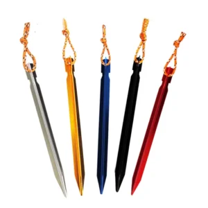Lightweight Aluminum Tent Stakes with Rope