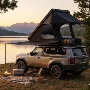 Lightweight Automatic Hard Shell Rooftop Tent with Ladder for SUV 2-4 Person Overland Camping