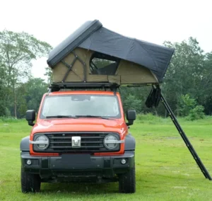 Lightweight Fully Automatic Aluminum Hard Shell Roof Tent for Off Road Vehicle Quick Side Flip Folding with Ladder