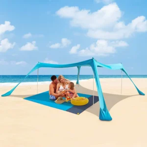 Lightweight Outdoor Beach Canopy Tent UPF50+ Sun Shelter with Sandbags Shovel and Ground Pegs