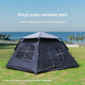 Lightweight Portable Fully Automatic Quick Open Three Season Camping Tent Dual layer Blackout Canopy 210T Oxford Cloth