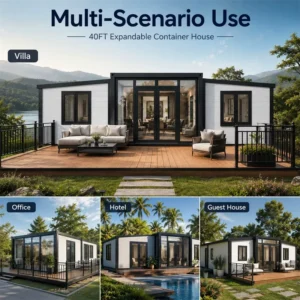 Lightweight Windproof Double-Wing Expansion Folding Steel Prefab Container House 40ft with Roof