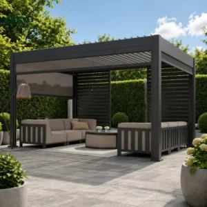Louver Roof Aluminum Pergola with Canopy and Awning for Garden