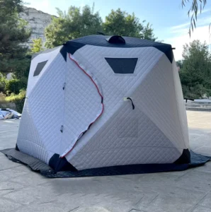 Low MOQ 4-5 Person Insulated Pop-Up Angler Ice Fishing Tent with Three-Layer Fabric for Winter Outdoor Use