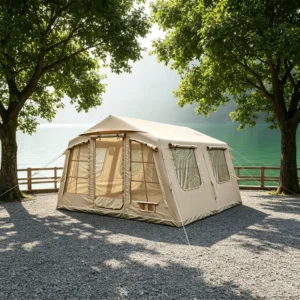 Luxury 13.68sqm Inflatable Family Tent 420D Oxford 2.3m High Ceiling Glamping House with Dual Doors & Skylight OEM Factory