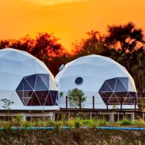 Luxury 15*7.5 Aluminum Frame Waterproof Tent 4m Dome Spherical Design PVC Glass Customizable Modern Hotel Camping Events