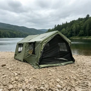 Luxury 16㎡ Inflatable Tent 8+8㎡ One Bedroom One Living Room Breathable 210g TC Cotton Glamping Tent with Awning