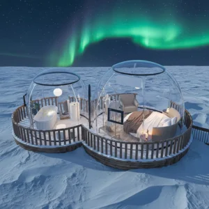 Luxury 2.7M Prefab Hotel Use Dome Tent Igloo Tent Aluminium Geodesic Dome Glamping 6-8 People PC Dome House