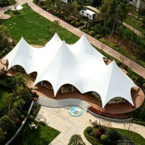 Luxury 372㎡ Aluminum Alloy Glass Wall Clear Span Party Tent 32m Wide for Restaurant Hotel Event