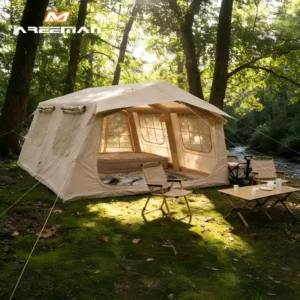 Luxury 6-10 People Double Layer Four-Season Inflatable Waterproof Heavy Duty Oxford Glamping Tent One Bedroom for Outdoor Family