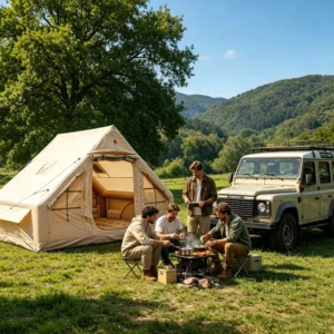Luxury 6.3㎡ Inflatable Glamping Tent Heavy Duty 420D Oxford Cloth Khaki Double U Door Stargazing Skylight Tent