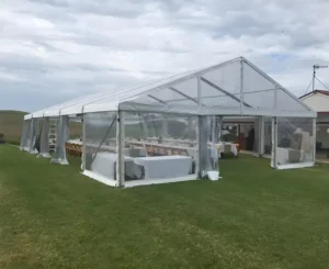 Luxury Aluminum Alloy Party Tent for Weddings and Celebrations Transparent Roof PVC Fabric Color Customizable