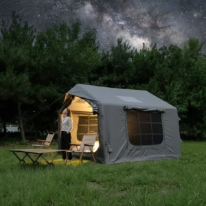 Luxury Automatic Outdoor Glamping Inflatable Tent Foldable Portable Two Bedrooms Large Waterproof Canvas Structure Air Camping