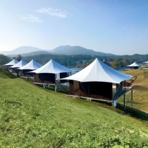 Luxury Double Layer Four Season Glamping Tents Winter Professional Design 95m Steel Frame One Bedroom Waterproof Safari Hotel