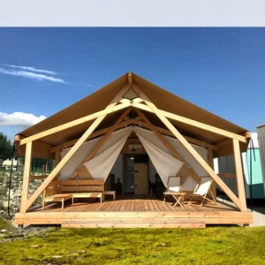 Luxury Double Waterproof Canvas Spacious Interior Four Season Steel Frame Glamping Tent House One Bedroom Living Room 4x6M