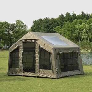 Luxury Family Outdoor Camping 3-5 Person Large Inflatable Cabin Tent with Skylight Hand Pump Stove