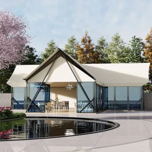 Luxury Four Season Glamping & Pavilion Tent Dining Room Bar Tensioned Membrane Fabric Waterproof for Resort Hotel Wedding Events