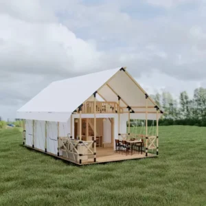 Luxury Four Season Steel Frame PVC Camping Tent One Bedroom Living Room UV Protection Easy Setup for Hotels Resorts Party Use