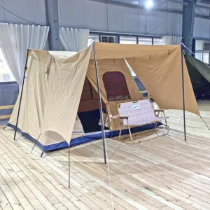 Luxury Four Season Steel Pole Waterproof Outdoor 3 4 Person Portable Large Canvas Family Tent One Bedroom Safari Camping