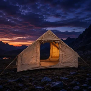 Luxury Glamping 6.3sqm Inflatable Tent TC Cotton Khaki Outdoor Family Shelter Waterproof