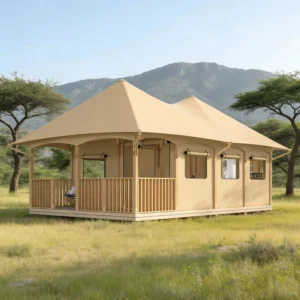 Luxury Glamping Tents Modular Four season Waterproof Windproof Safari Semi Permanent Commercial Resort Double Layer Fireproof