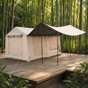 Luxury Glamping Villa 12sqm Family Tent Multi-room Privacy Design Triple Door Waterproof Oxford Cloth Heavy Duty BBQ Shelter
