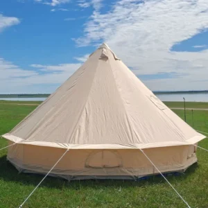 Luxury Glamping Waterproof 5m Cotton Canvas Heavy Duty Bell Tent with Awning