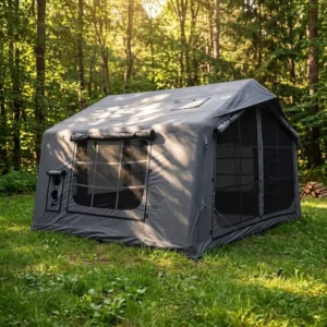 Luxury Inflatable Cabin Tent 8sqm Technical Cotton 0.52mm TPU Frame 2.1m Height Double Roof Window Custom Supply