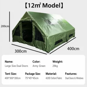 Luxury Inflatable Camping Tent 12m2 Large Glamping Air Tent 8 10 Person Factory Vendor