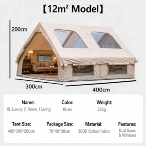Luxury Inflatable Camping Tent 12m2 Large Glamping Air Tent 8 10 Person Factory Vendor