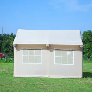 Luxury Inflatable House Shaped Tent Glamping 420D Oxford Canvas Waterproof Four Season Two Bedrooms 5-8 Person Quick Tent