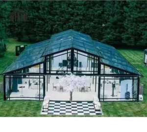 Luxury Large Atrium Tent Transparent Aluminum Alloy Glass Marquee for Outdoor Wedding Parties Events Trade Show