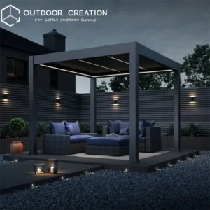 Luxury Manual Motorized Louvre Roof Aluminum Powder-Coated Free-Standing Waterproof Outdoor Canopy Pergola Structure