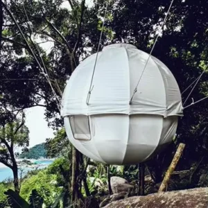 Luxury Modern Four Season Tree Tent Glamping Dome Swing Tensil Hanging UV Resistant Fireproof Waterproof PVC Fabric for Outdoor