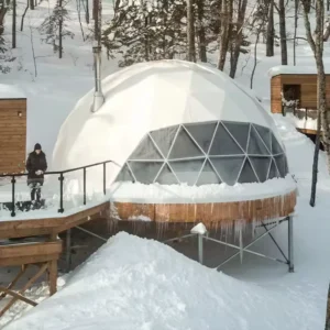 Luxury Modern PVC Waterproof Geodesic Dome Tent House Bathroom High Quality Four season Hotel Glamping Accommodation