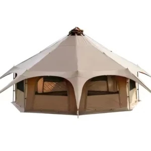 Luxury Octagonal Outdoor Camping Tent Yurt Style Four Seasons Double-Decker One-Bedroom Large Rain and Sun Protection Stove Hole