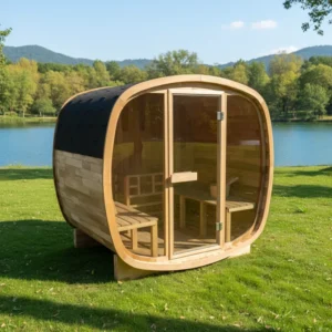 Luxury Outdoor Cedar Sauna Family Spa Steam Sauna Outdoor Garden Private Sauna Cabin for 2-4 Person