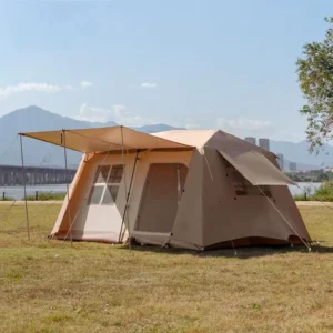 Luxury Outdoor Family Glamping Tent Customized Oxford Fabric Rain Resistant Quick Setup with Sun Protection for Wild Camping
