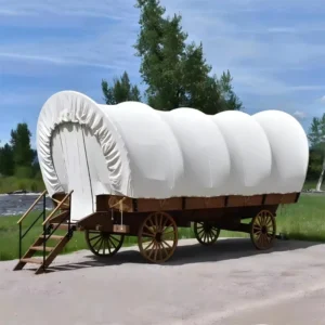 Luxury Outdoor Movable Carriage Safari Tent Arched Wagon Tent for Camping