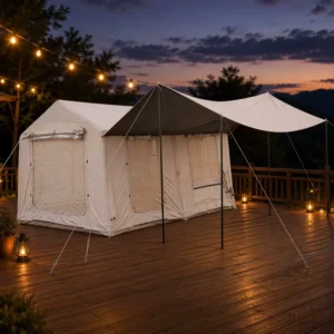 Luxury Outdoor Villa 12sqm Camping Suite Triple Entrance Panoramic Windows Heavy Duty Groundsheet All season Resilient Glamping