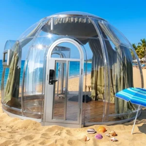 Luxury PVC Capsule Dome House Clear Square Prefab Outdoor Shelter with Hexagonal Design 5m Diameter for Glamping & Hotel Use