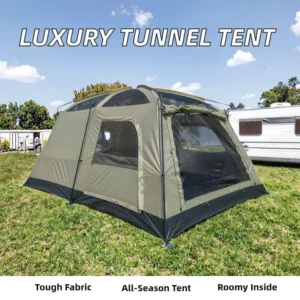 Luxury Portable Aluminum Four season Polycotton Canvas Double Layer High Waterproof Outdoor Tunnel Tent Family Camping