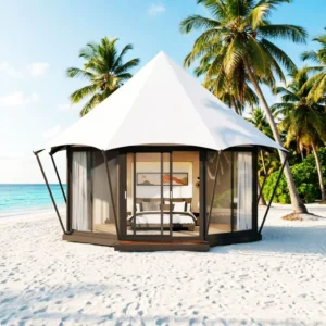 Luxury Safari Canvas Glamping Tents with Bathroom Waterproof Design for Family Resorts Hotels and Rainforest Outdoor Use