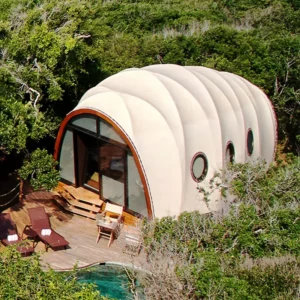 Luxury Safari Glamping Tent Cocoon Model with Bathroom Soundproof PVDF for Resort