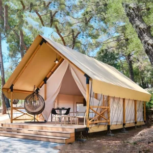 Luxury Safari Style Single Layer Four Season Waterproof UV Resistant Canvas Glamping Tent for Beach Resorts Outdoor Lodges