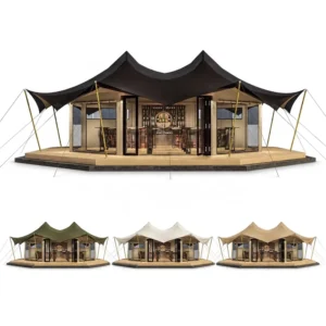 Luxury Safari-style Single Layer Four Season Windproof Eco Friendly Glamping Tent for Outdoor Hospitality Accommodation