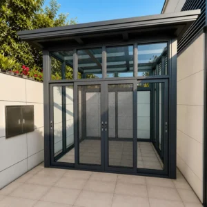 Luxury Sunroom Glass House Outdoor With Sliding Glass Doors Aluminum Frame for Four Season Year Round Enjoyment